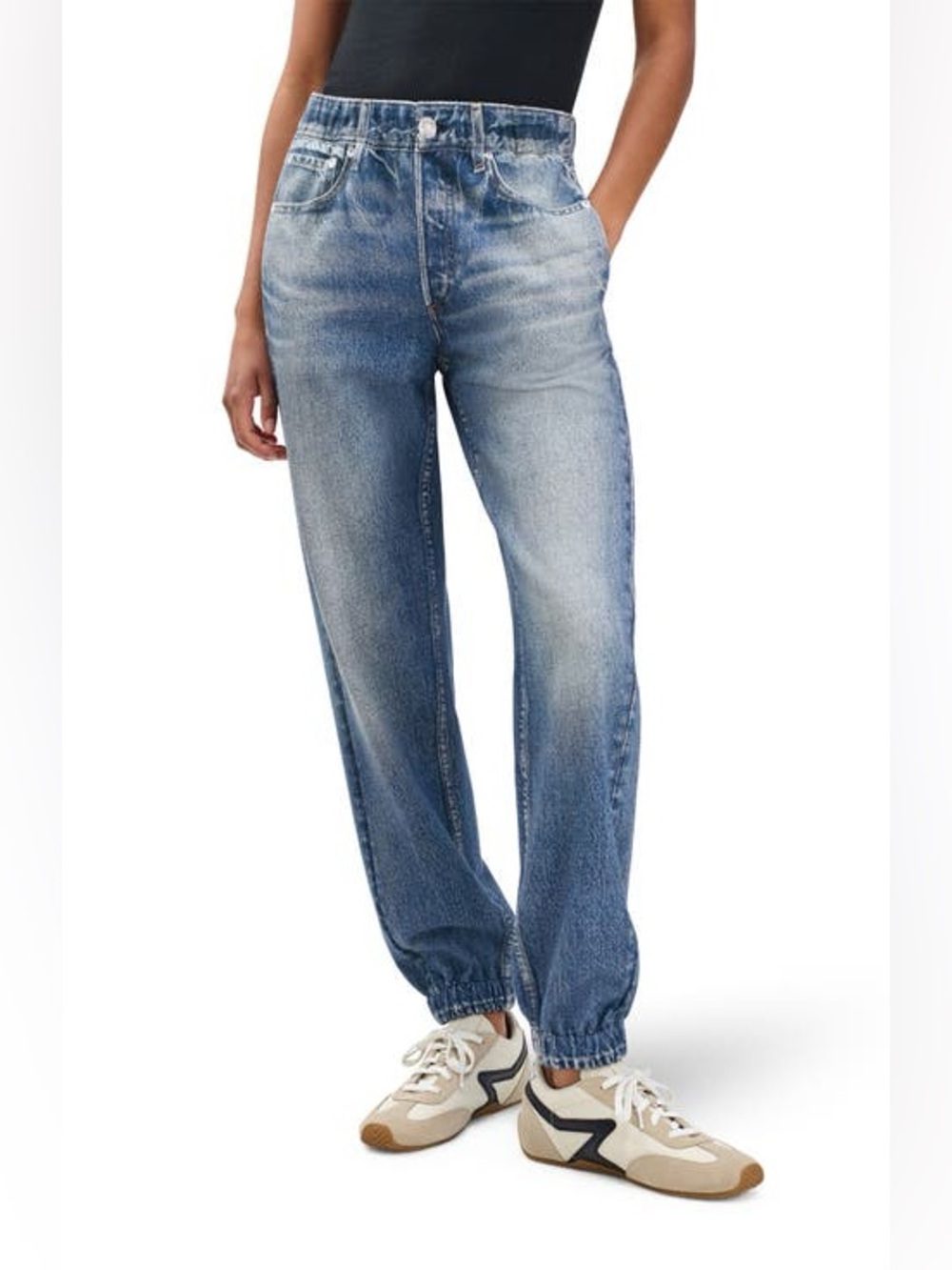 $395 rag & bone Miramar Digital Denim Print Joggers Size M